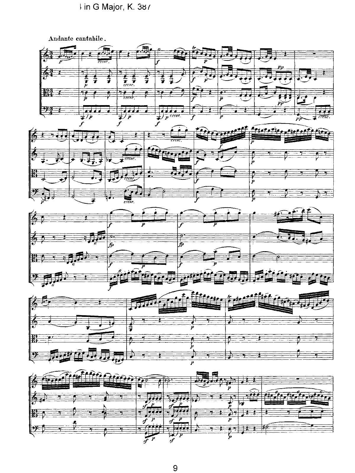 Mozart Quartet No 14 in G Major K 387()9