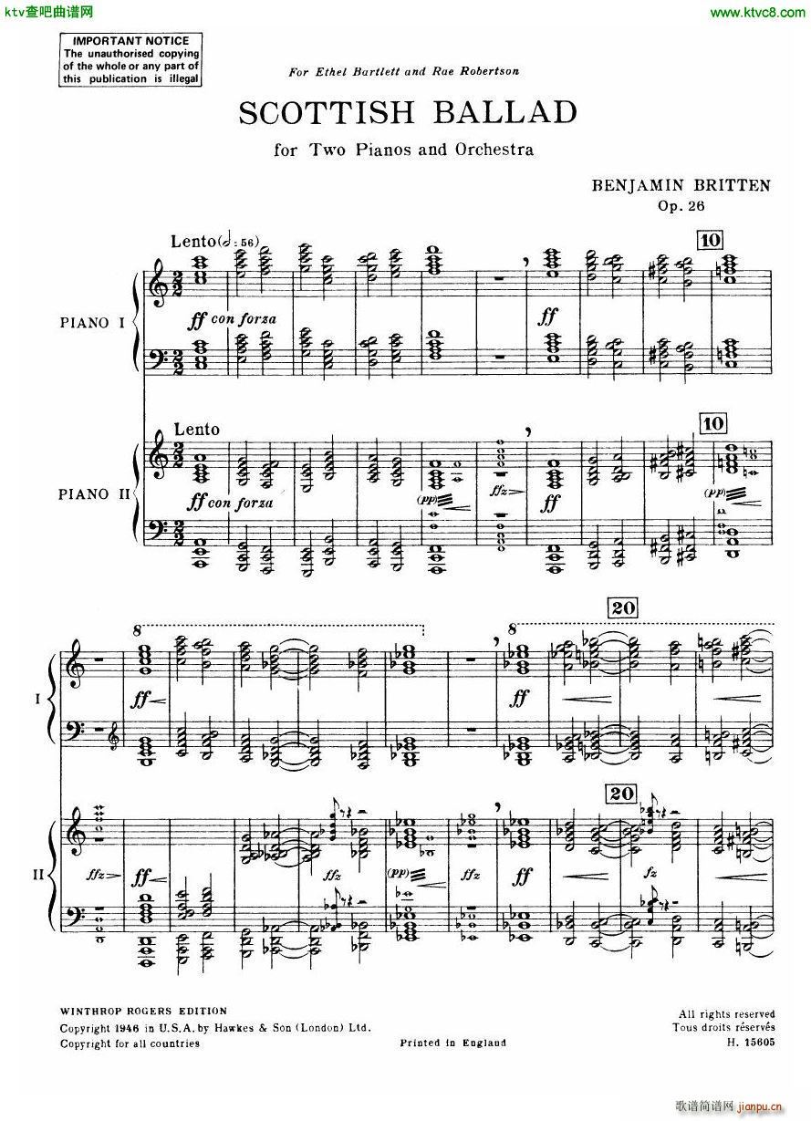 Britten Scottish Ballad op 26 arr for 2 pianos()3