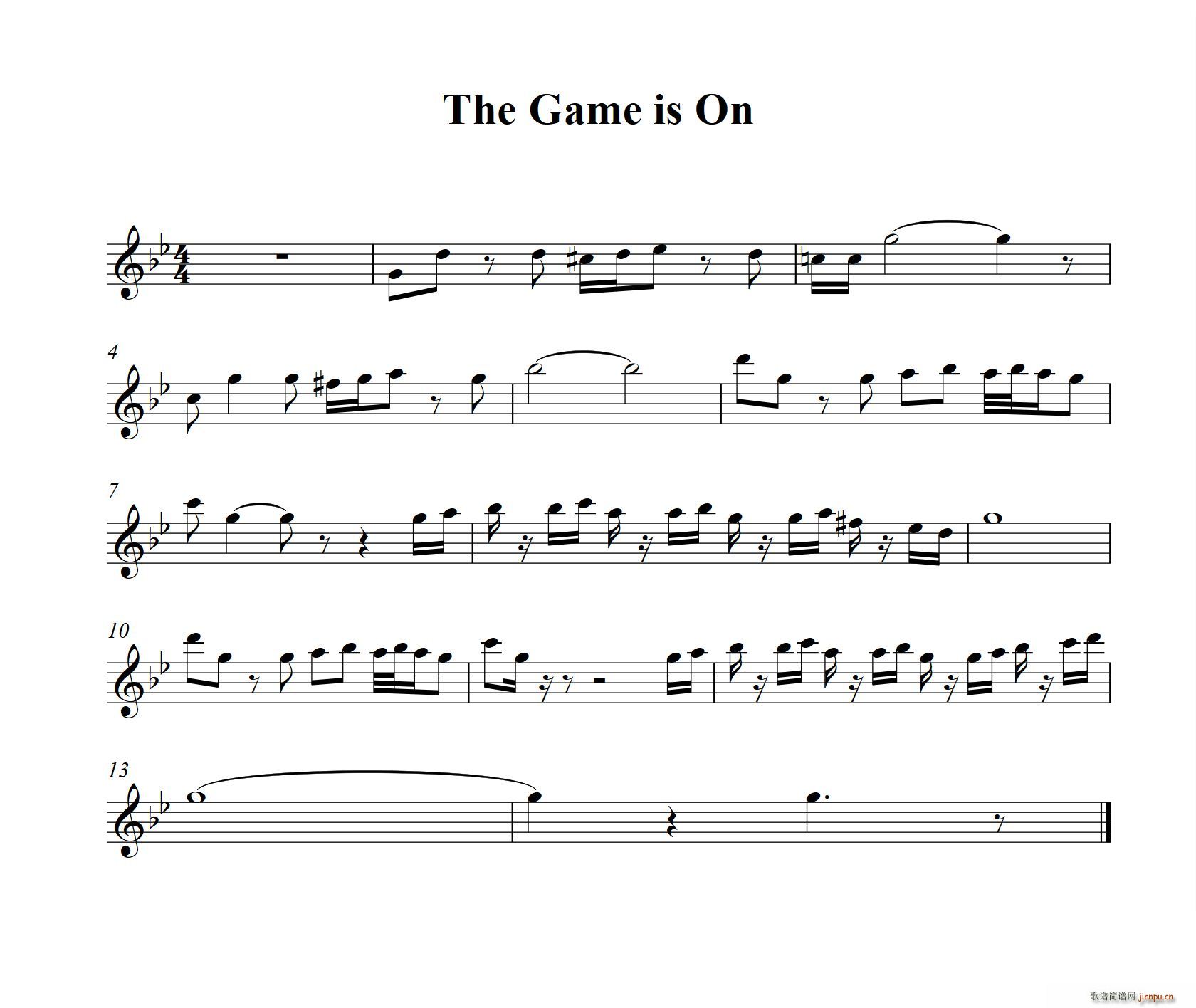 the game is on(钢琴谱)1