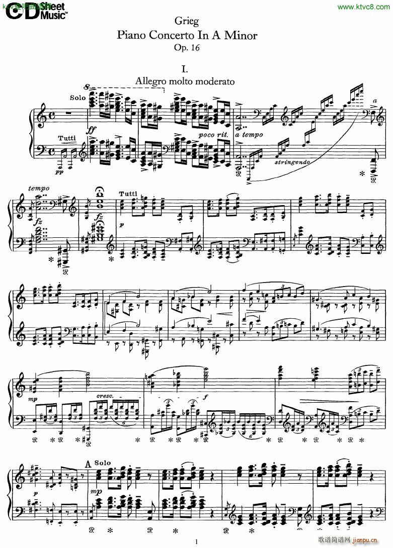Grieg Piano Concerto solo arr 2 byGrieg()1