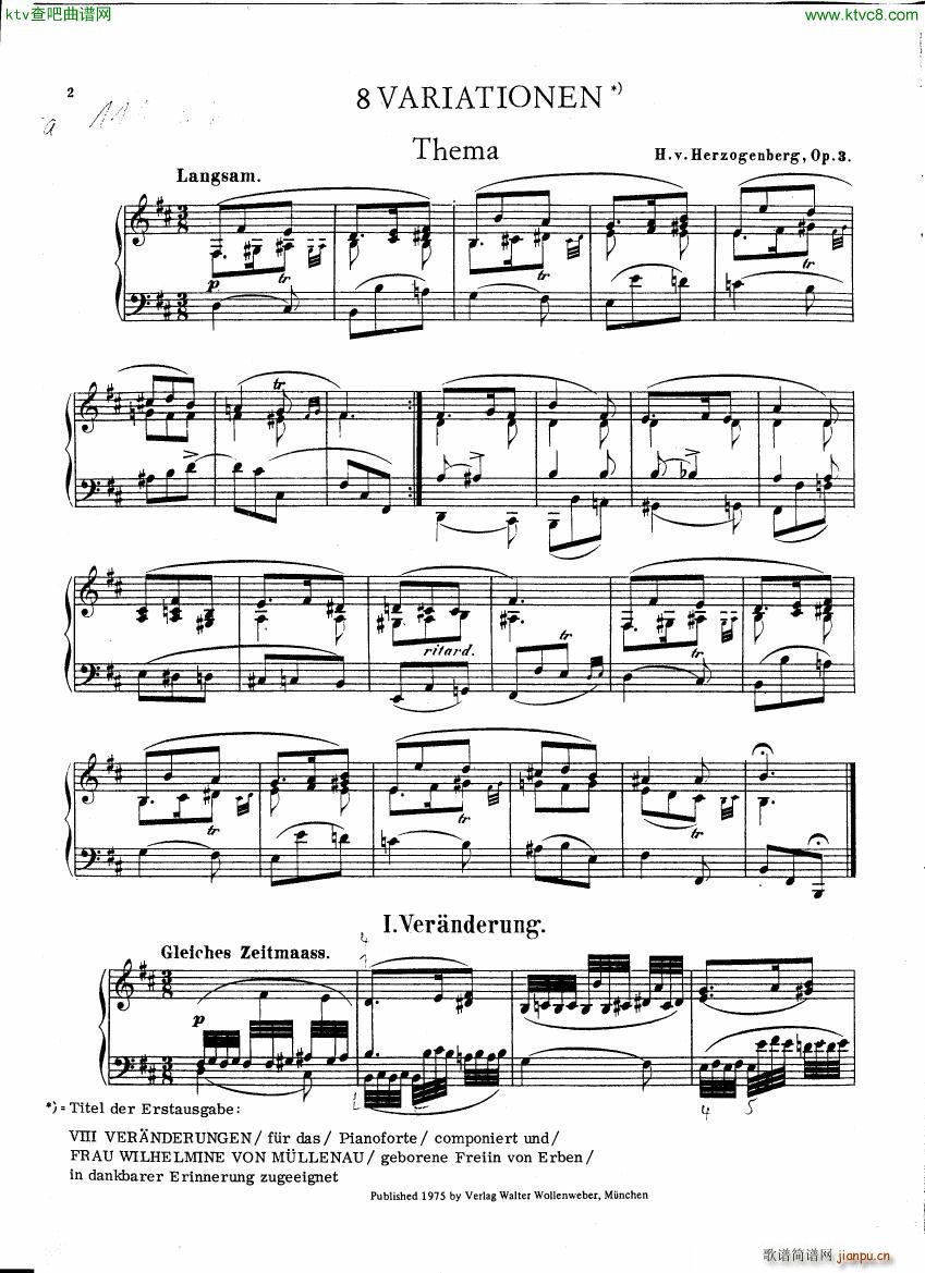 Herzogenberg 8 Variations op 1 3()1