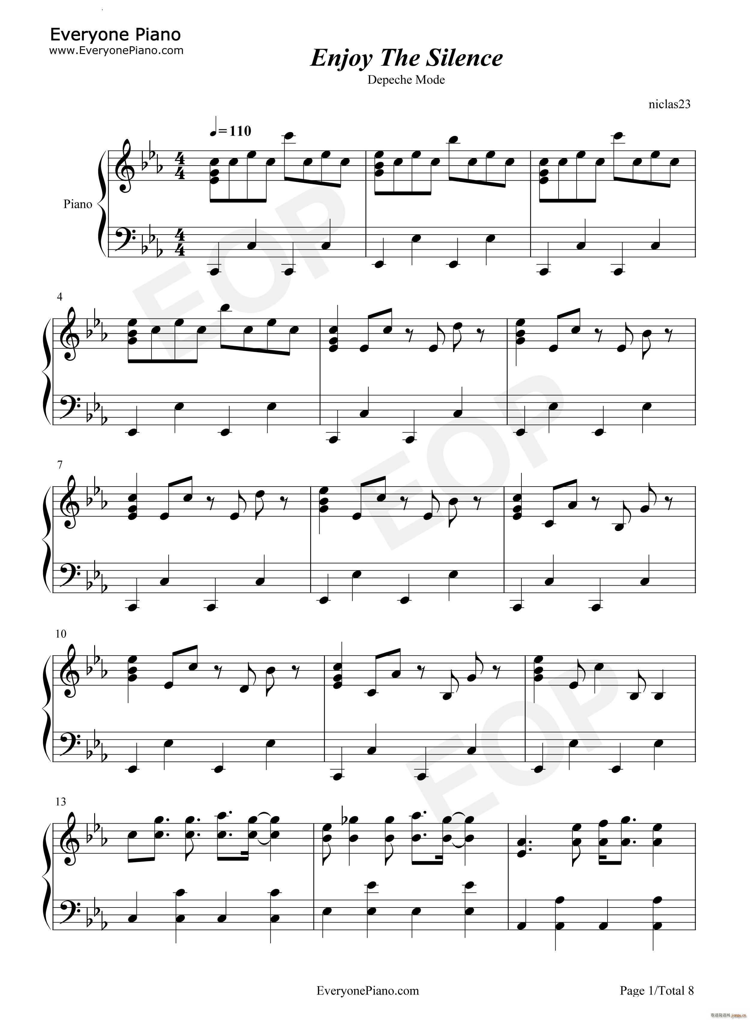 Enjoy the Silence Depeche Mode 歌谱简谱网