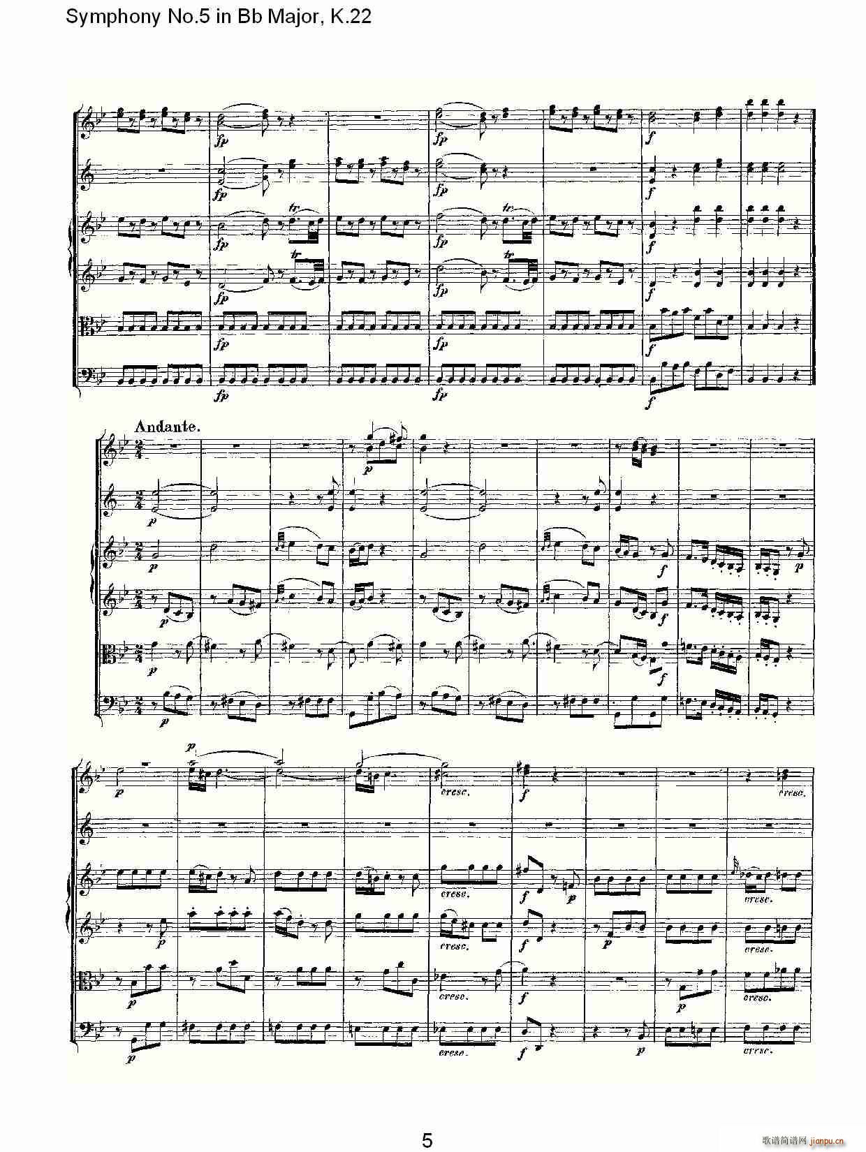 Symphony No.5 in Bb Major, K.22(ʮּ)5