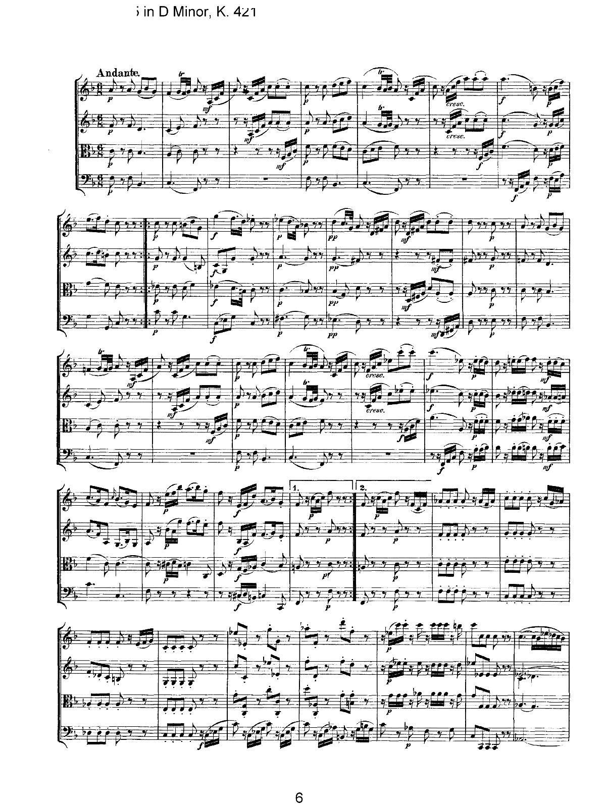 Mozart Quartet No 15 in D Minor K 421()6