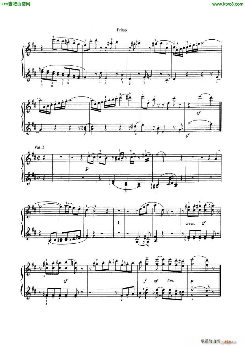 Beethoven op 74 Six Variations 4 hands()6