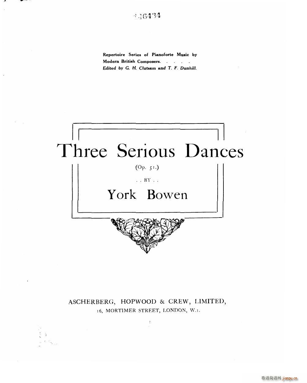 Bowen Serious Dances for piano Op 51()1