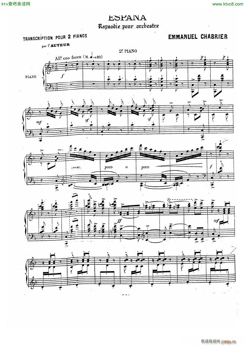 Chabrier Espana for two pianos()16