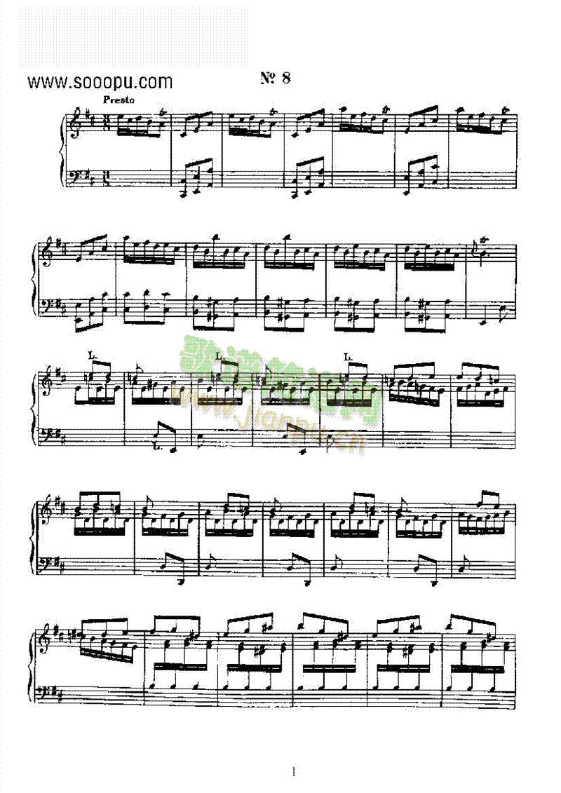二十首经典奏鸣曲第八首键盘类钢琴(钢琴谱)1