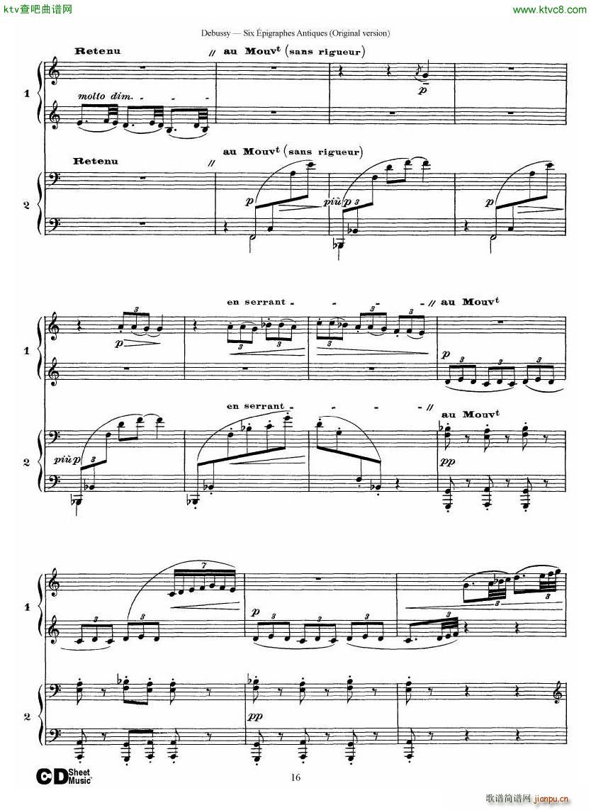 Debussy Six pigraphes Antiques 2 Piano s()16