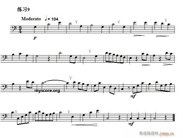低音谱表视唱练习曲9