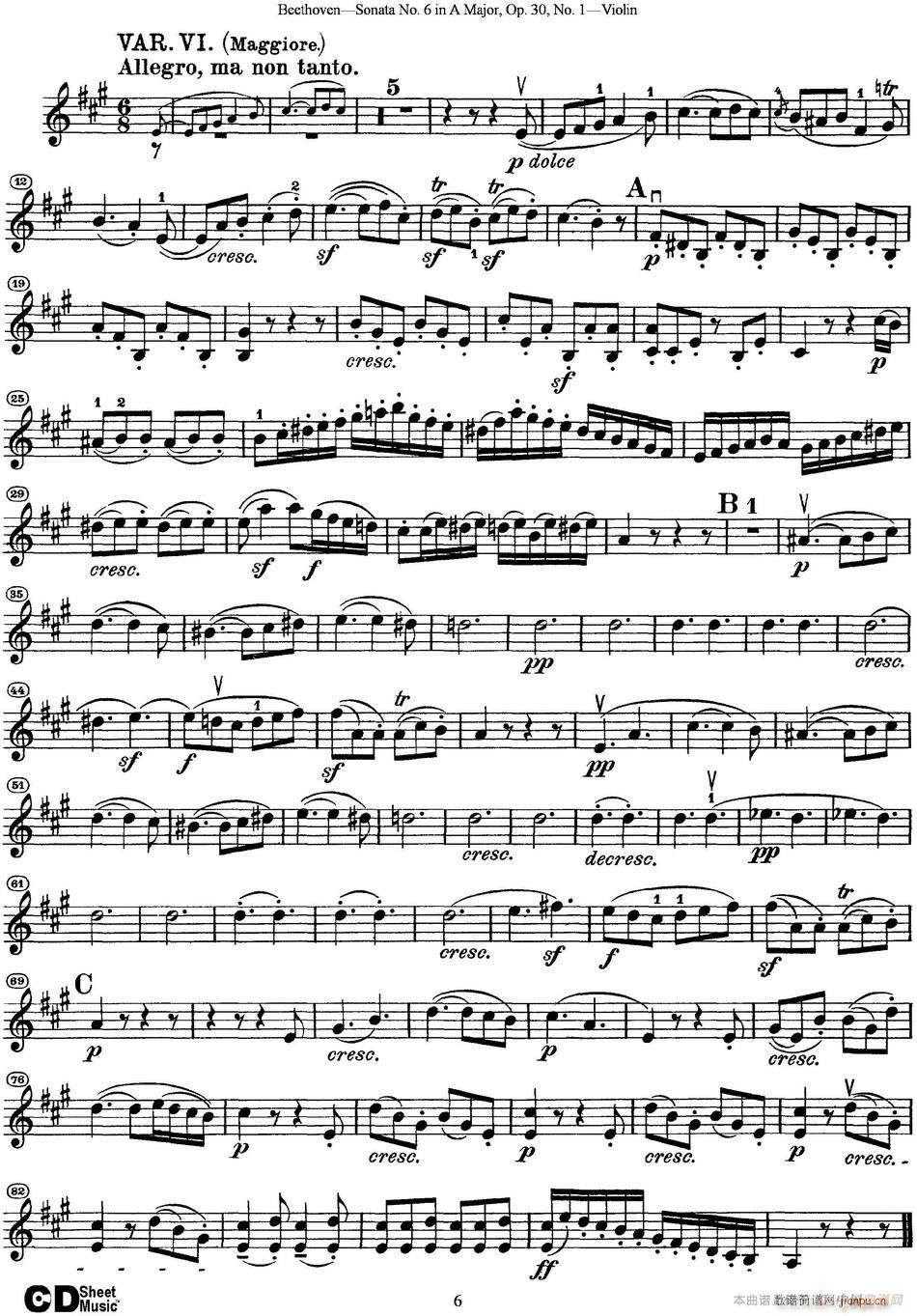 Violin Sonata No 6 in A Major Op 30 No 1(С)6