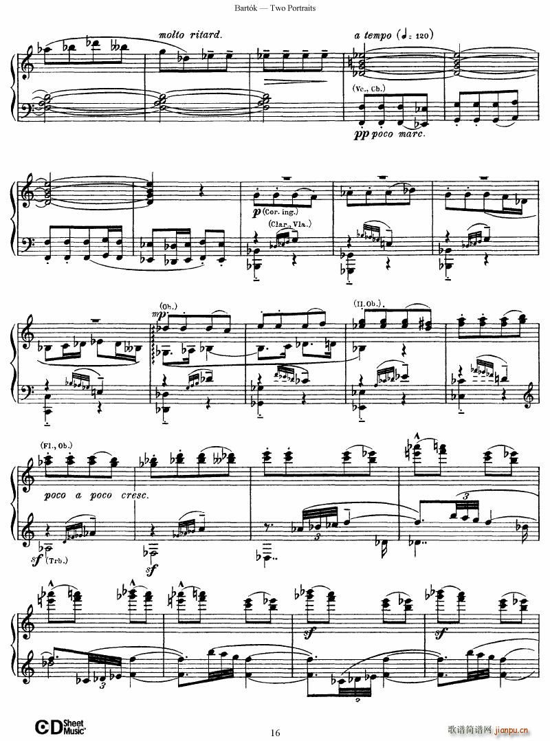 Bartok SZ 37 Two Portraits op 5()16