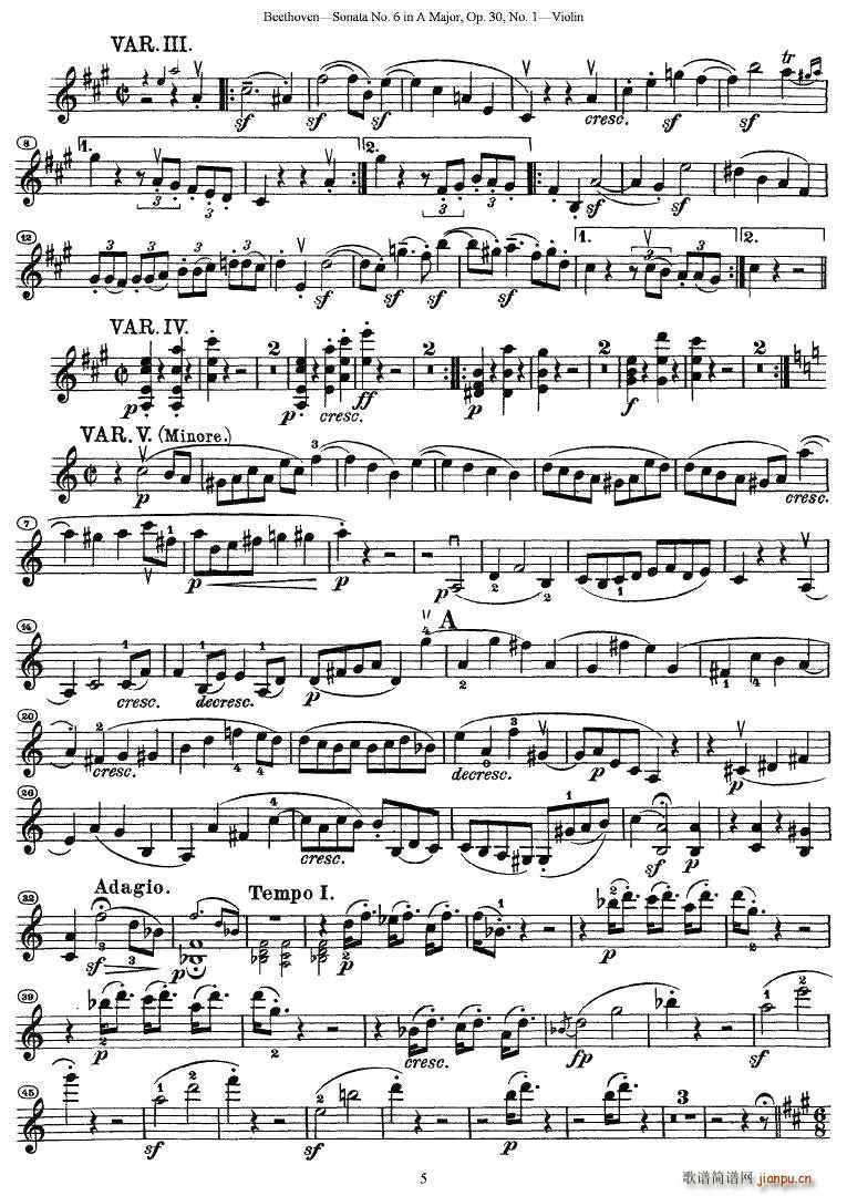 Sonata No.6 in A MajorOp.30No.1(С)5