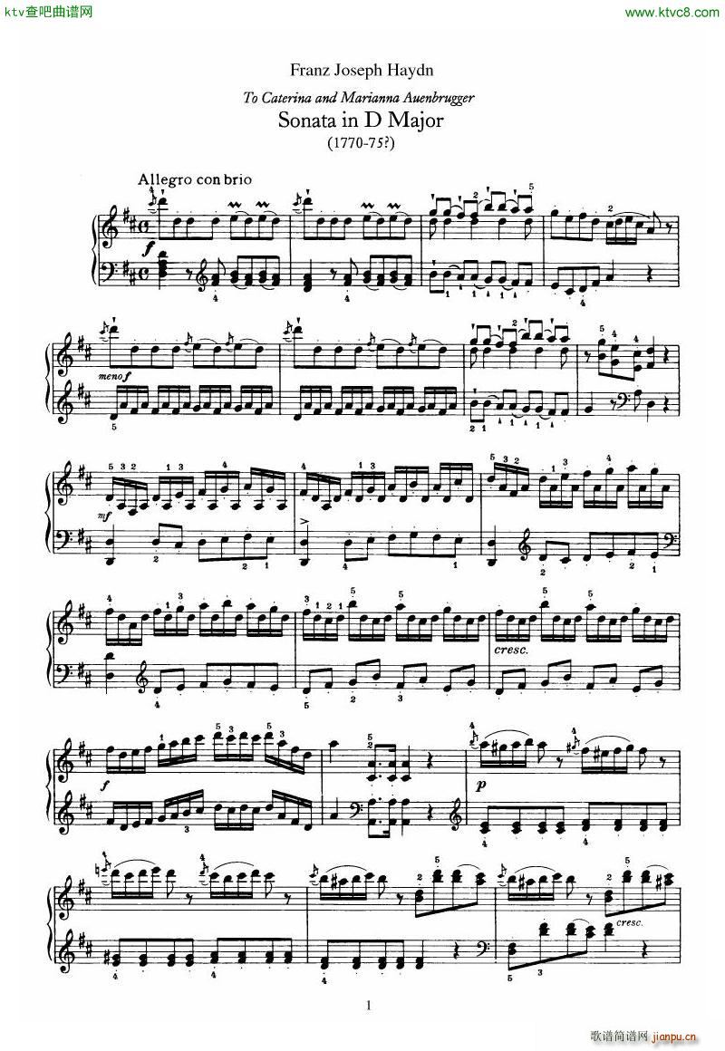 Haydn Piano Sonata No 37 In D()1