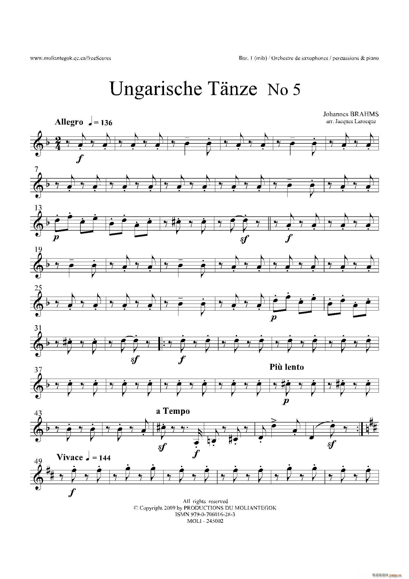 Ungarische Tnze No 5 ʮBar 1 2 3()1