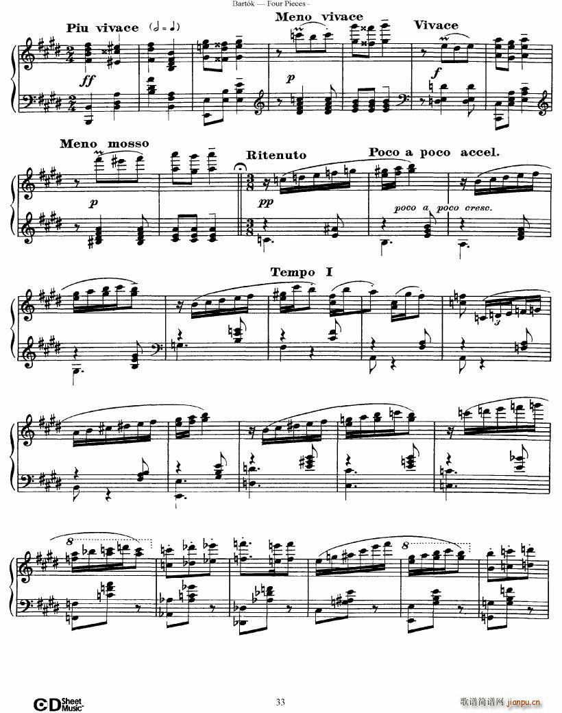 Bartok DD 71 Four Piano Pieces()33