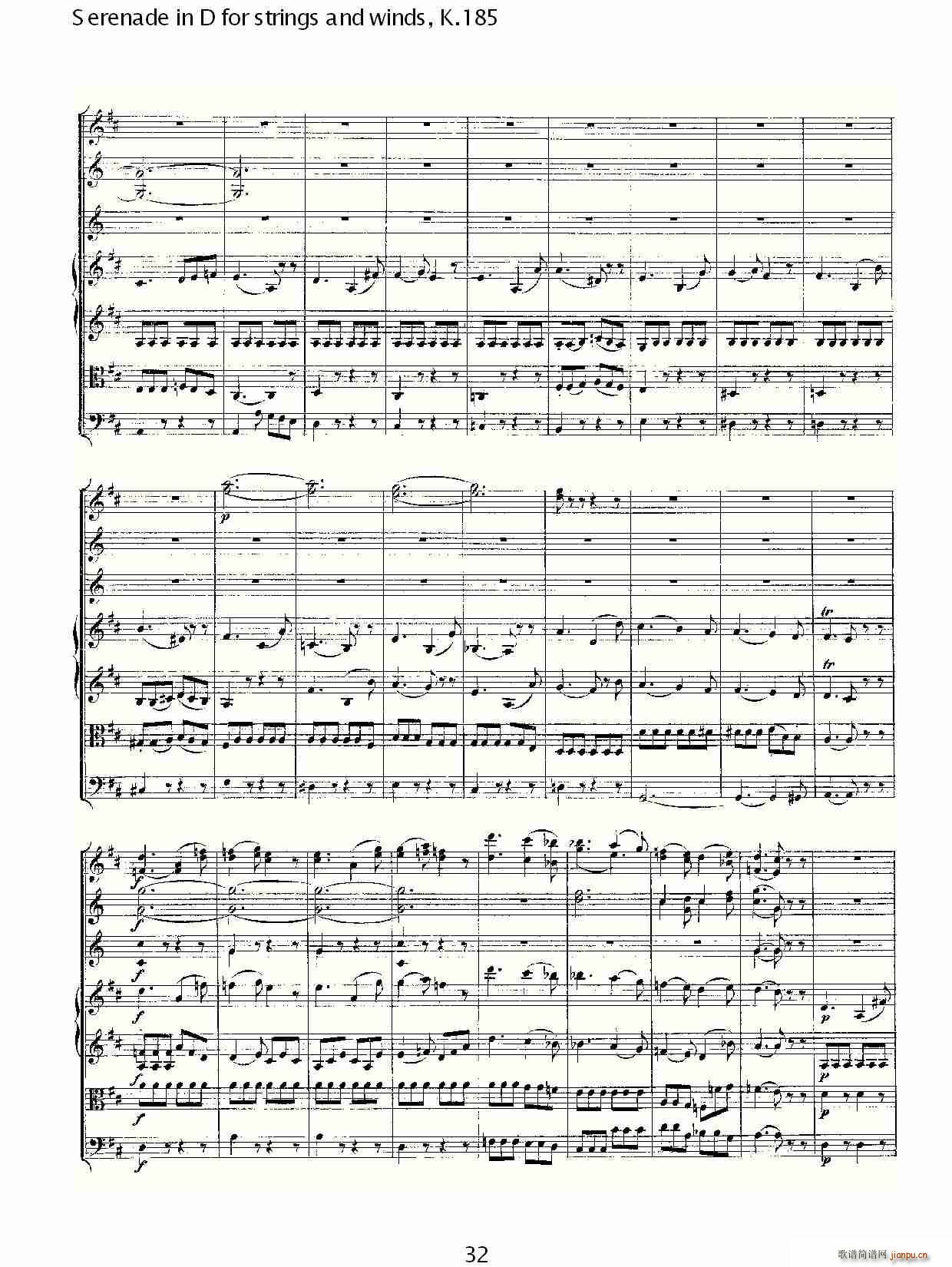 Serenade in D for strings and winds, K.185(ʮּ)29