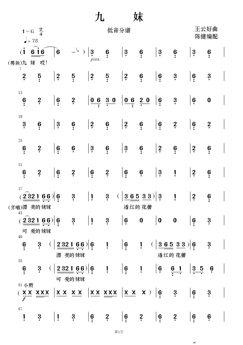 九妹(民乐合奏) 华韵乐团 歌谱简谱网