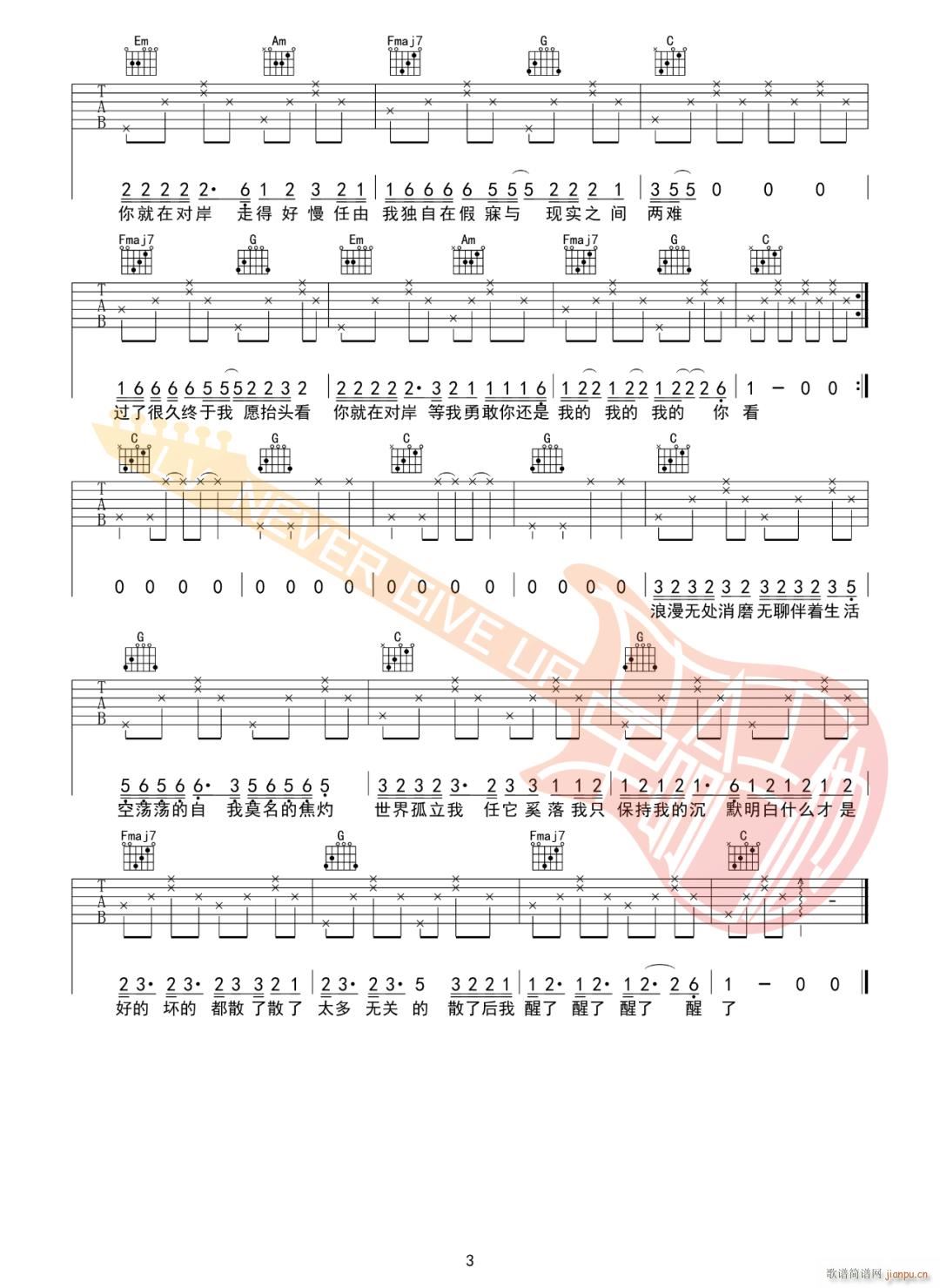 走马吉他谱_陈粒_C调指弹 - 吉他世界