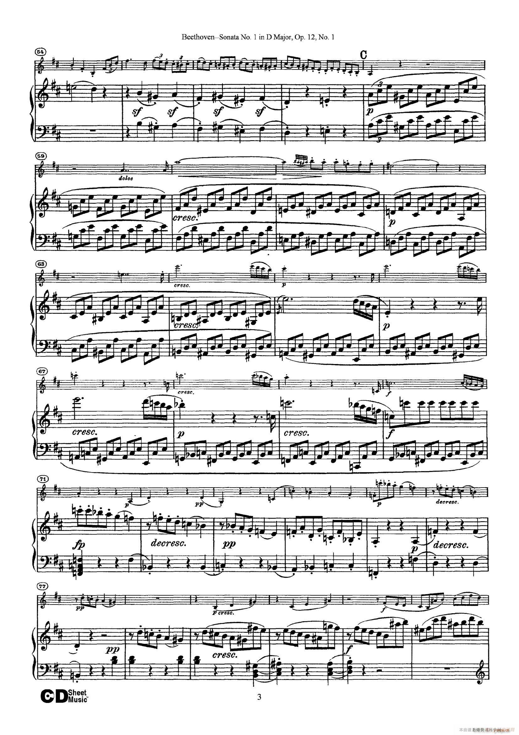 DһС Sonata No 1 in D Major Op 12 No 1 ٰ()1