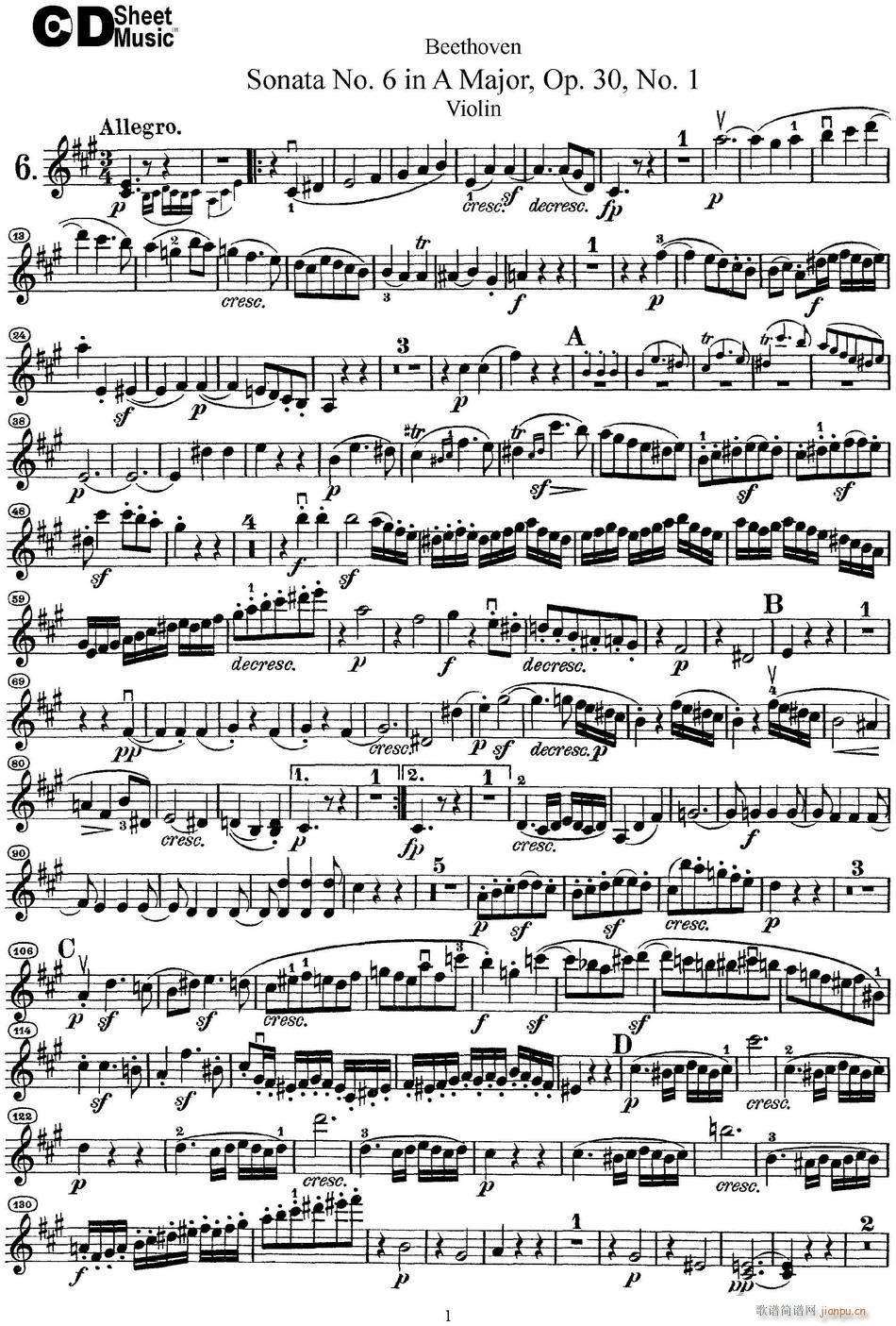 Violin Sonata No 6 in A Major Op 30 No 1(С)1