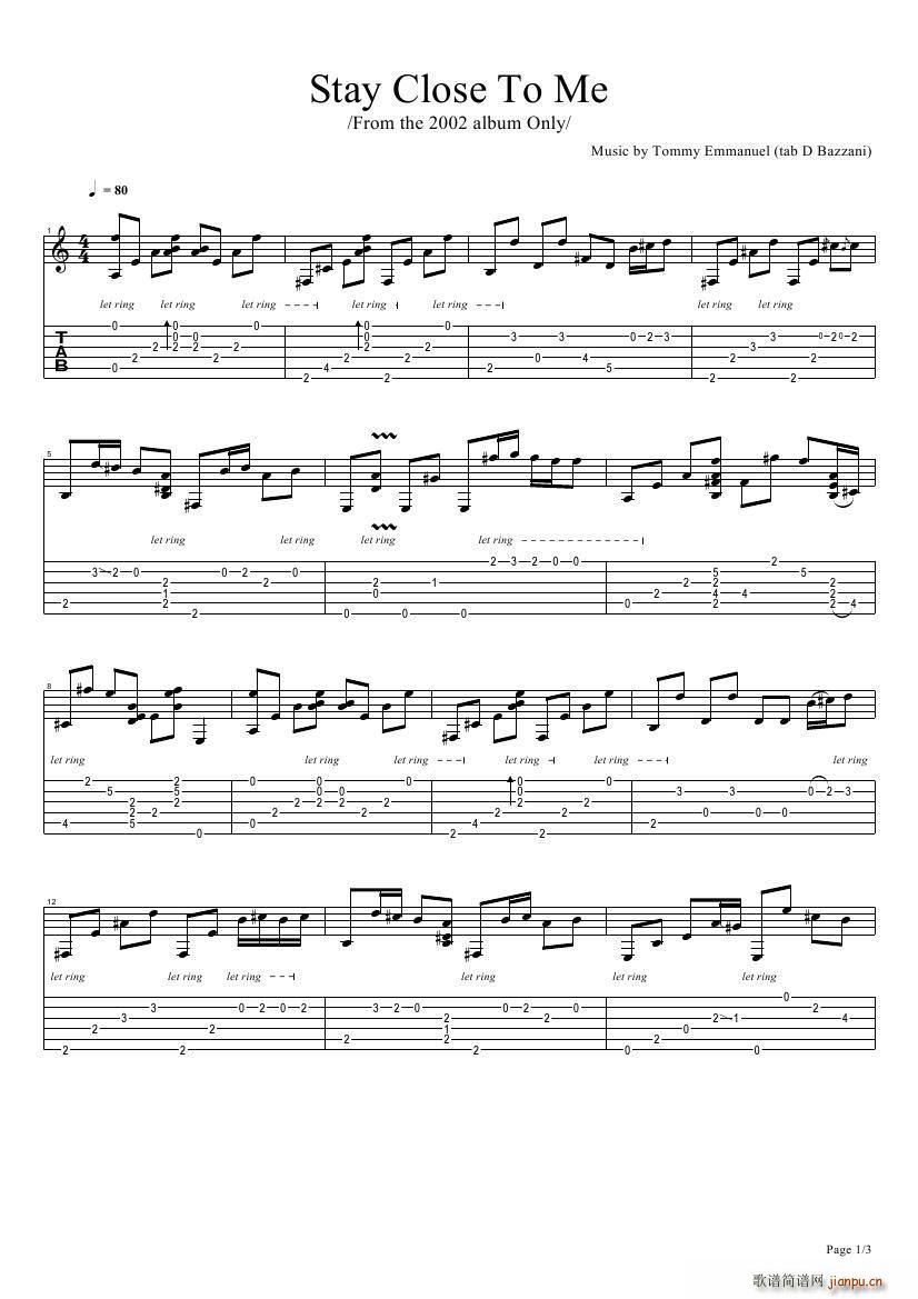tommy emmanuel stay close to me ָ()1