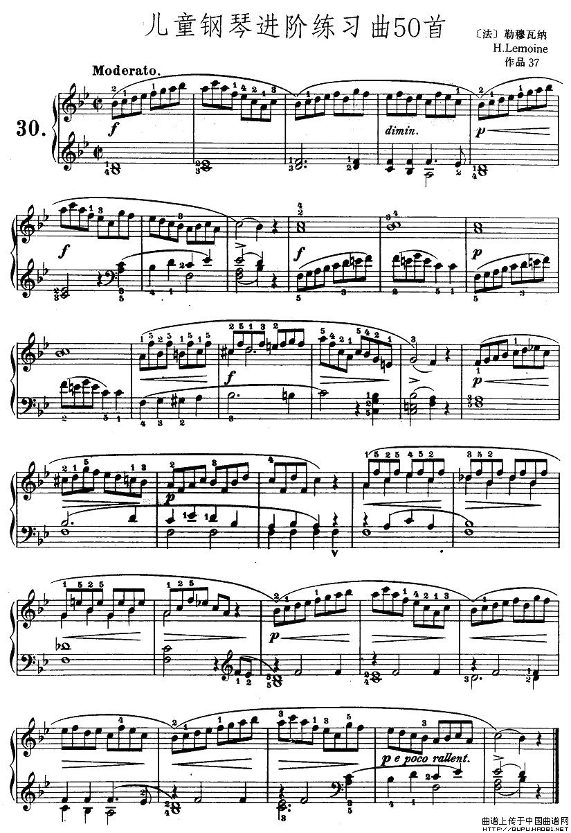 儿童钢琴进阶练习曲50首之30(十字及以上)1