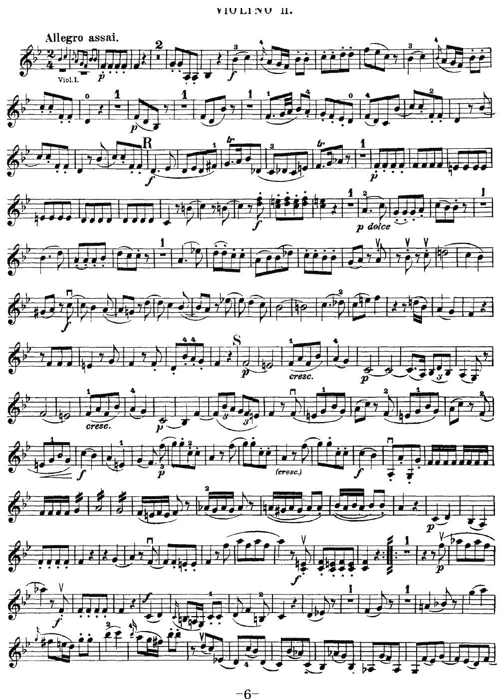 Mozart Quartet No 17 in Bb Major K 458 Violin 2(ʮּ)6