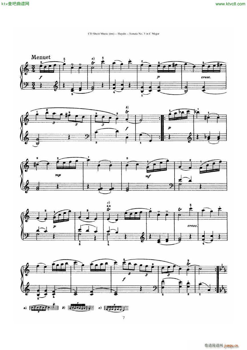 Haydn Joseph Sonata no 3 in C Major()7