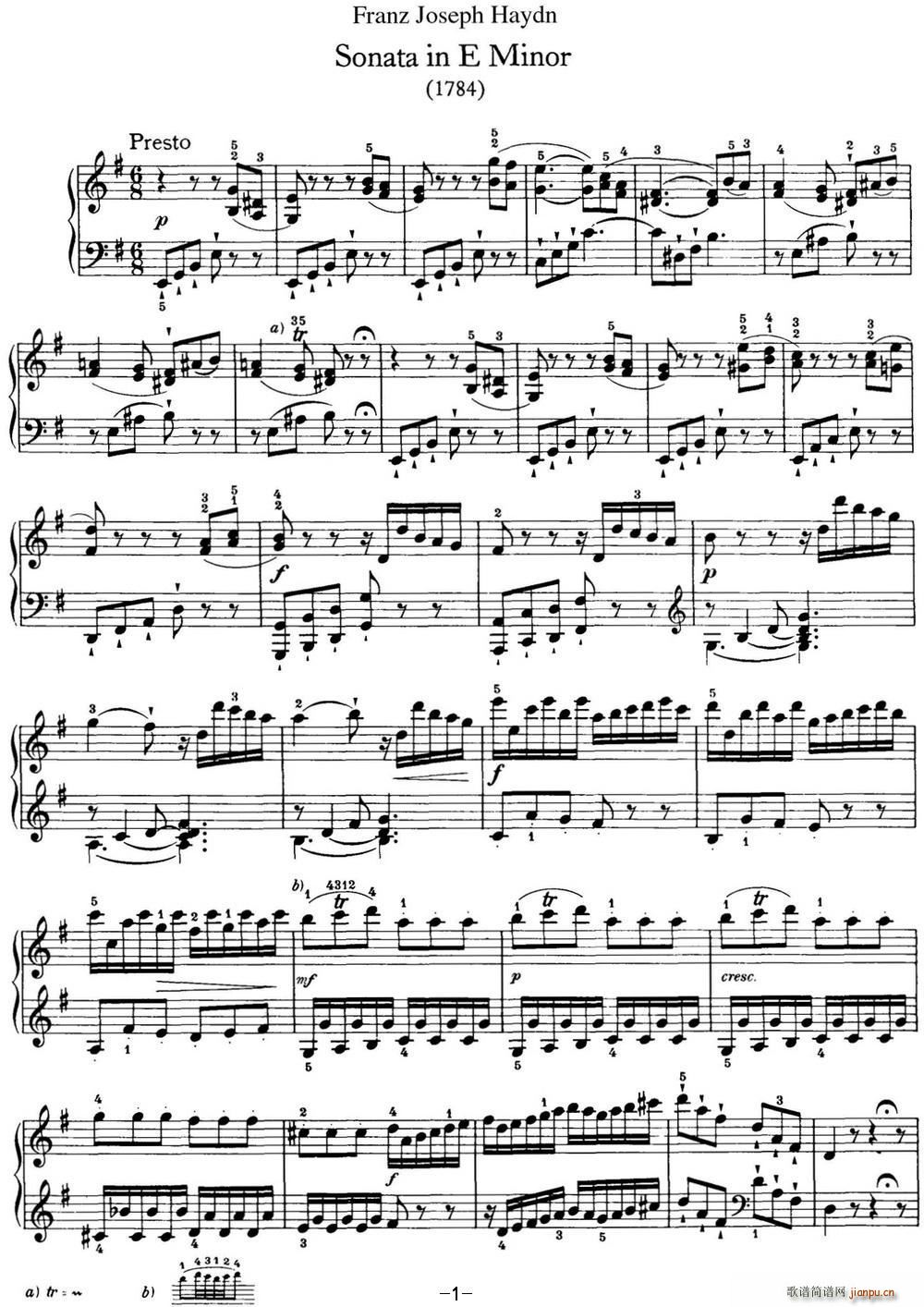   Hob XVI 34 in E minor()1