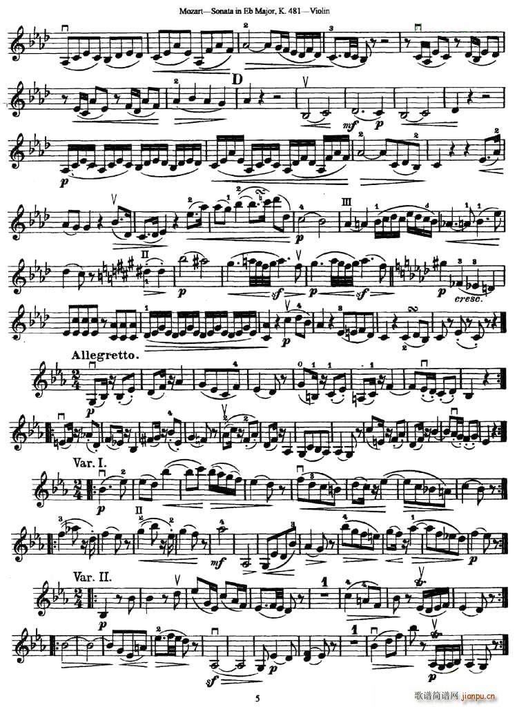 Sonata in Eb Major K.481(ʮּ)5