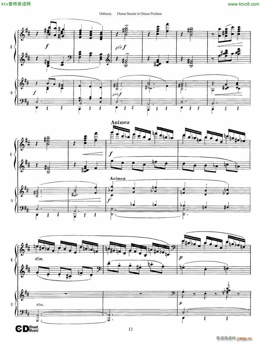 Debussy Danse Sacre et Danse Profane 2 Piano s()12