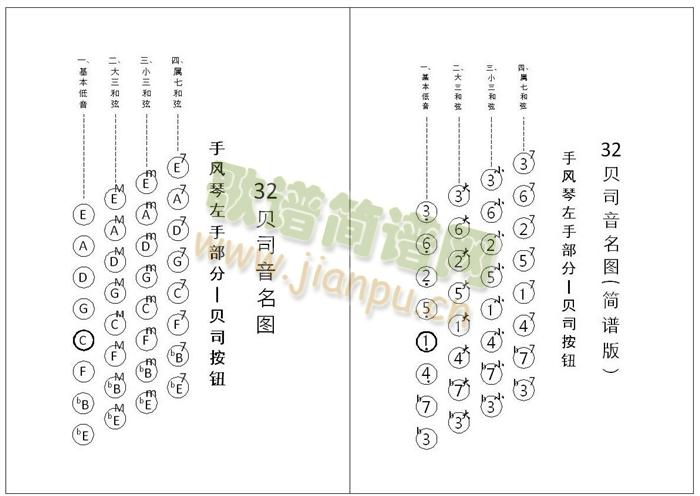 手风琴 贝司音名图 歌谱简谱网