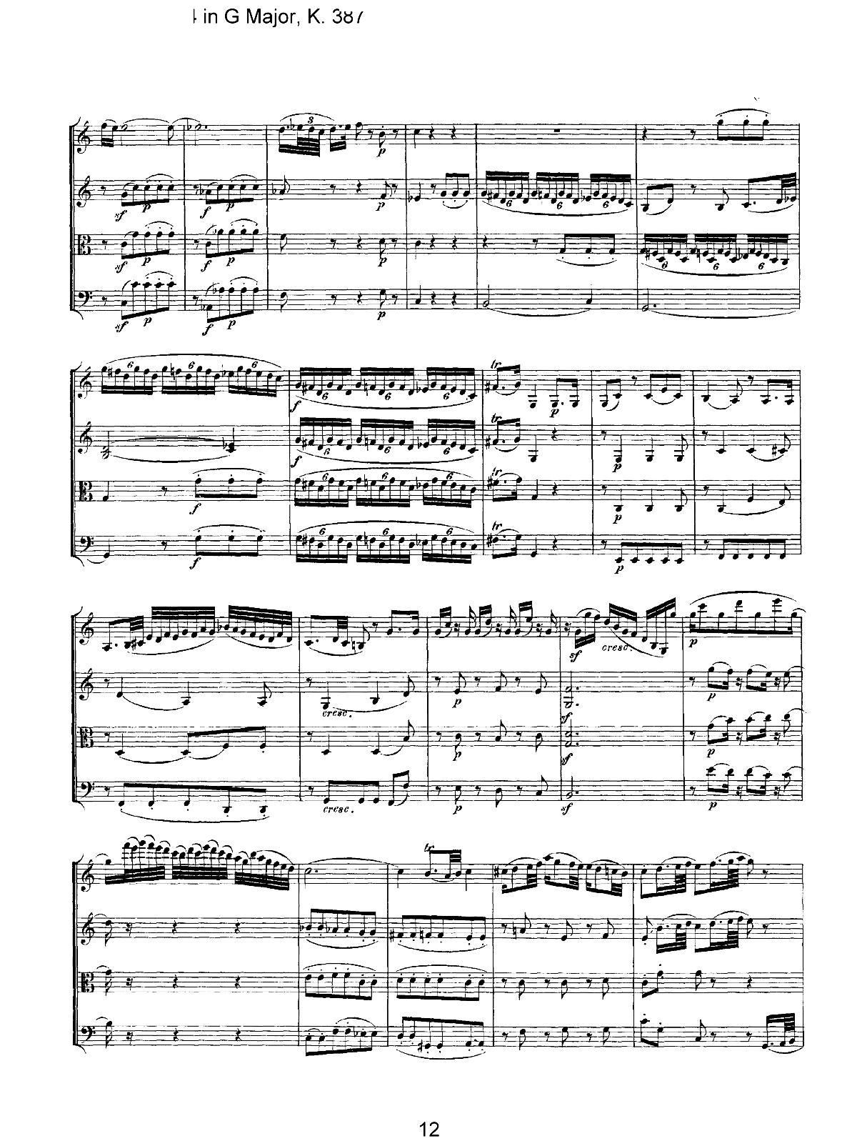 Mozart Quartet No 14 in G Major K 387()12