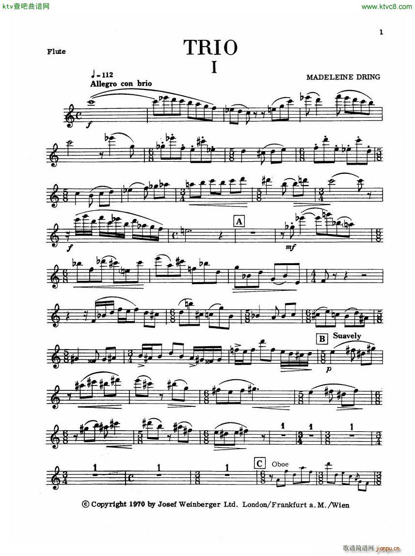 Madeleine Dring Trio For Flute Oboe And Piano()1