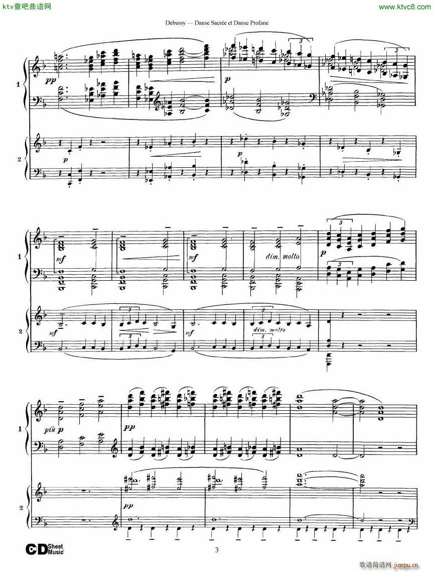 Debussy Danse Sacre et Danse Profane 2 Piano s()3