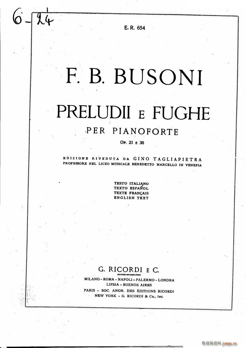 BUSONI Prelude and fugue op21 1()1