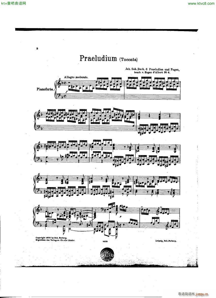 Bach D Albert Prelude and Fugue d min()1