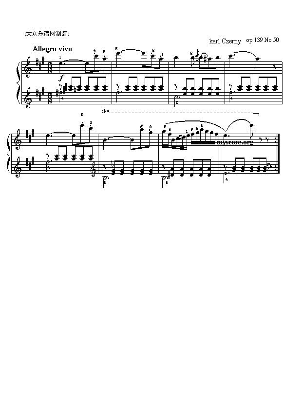 车尔尼钢琴练习139第50首(十字及以上)1
