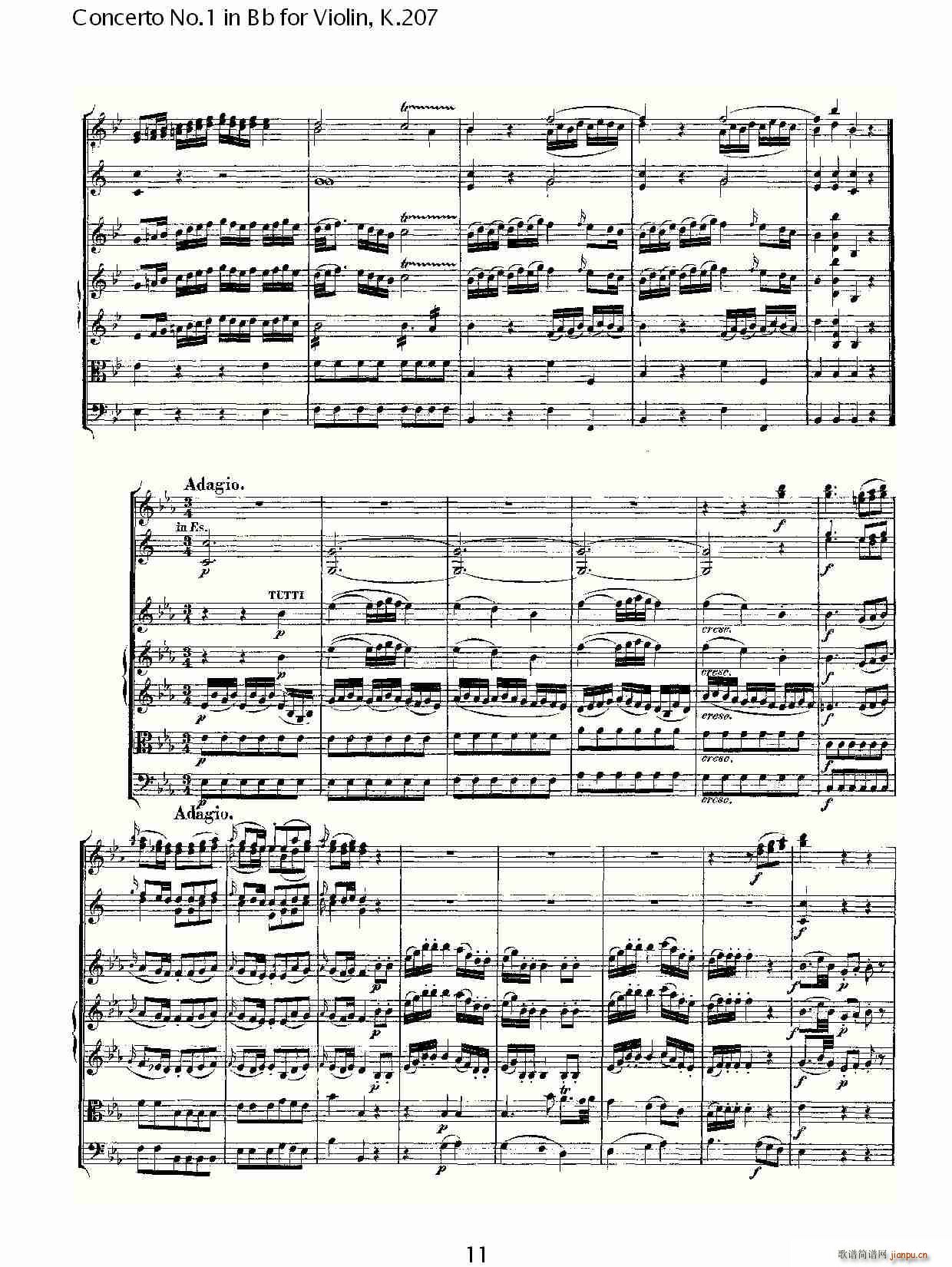 Concerto No.1 in Bb for Violin, K.207(С)11