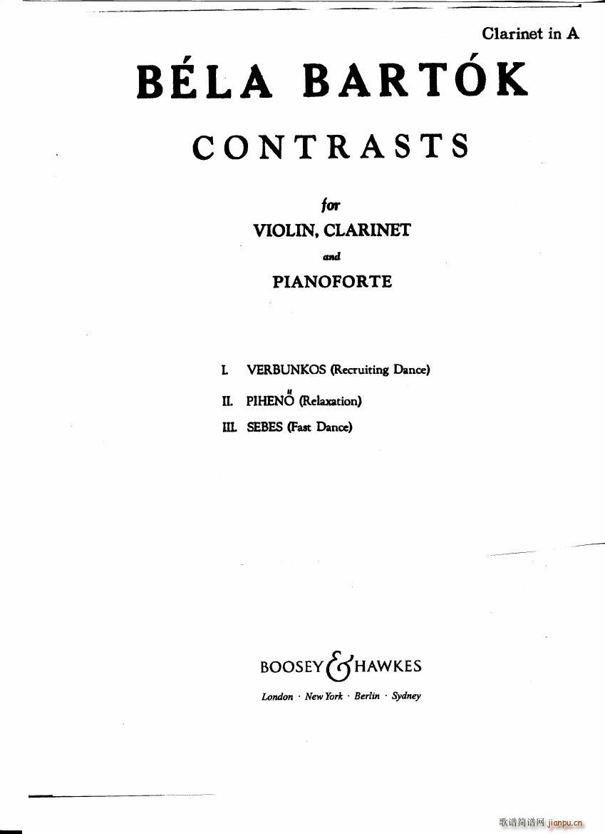 Bartok SZ 111 Contrasts clarinets A and Bb()1