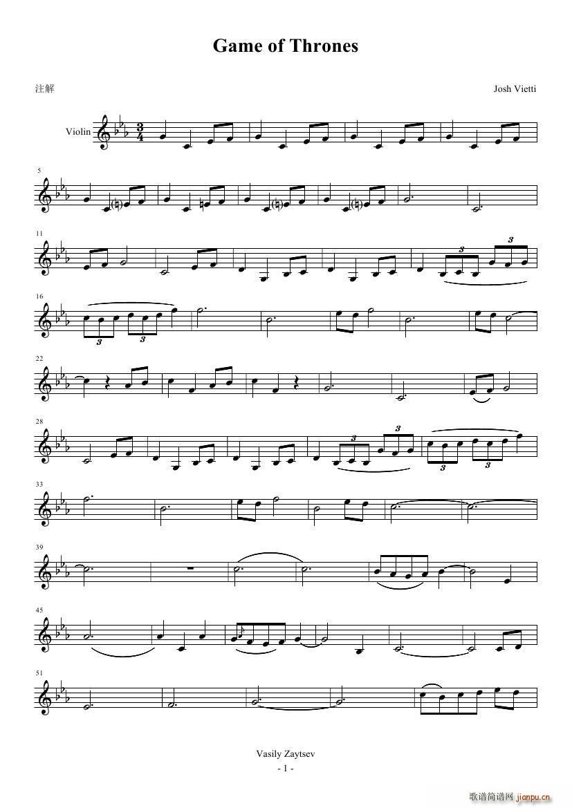 Game of Thrones Transcribed by Vasily Zaytsev (ʮּ)1