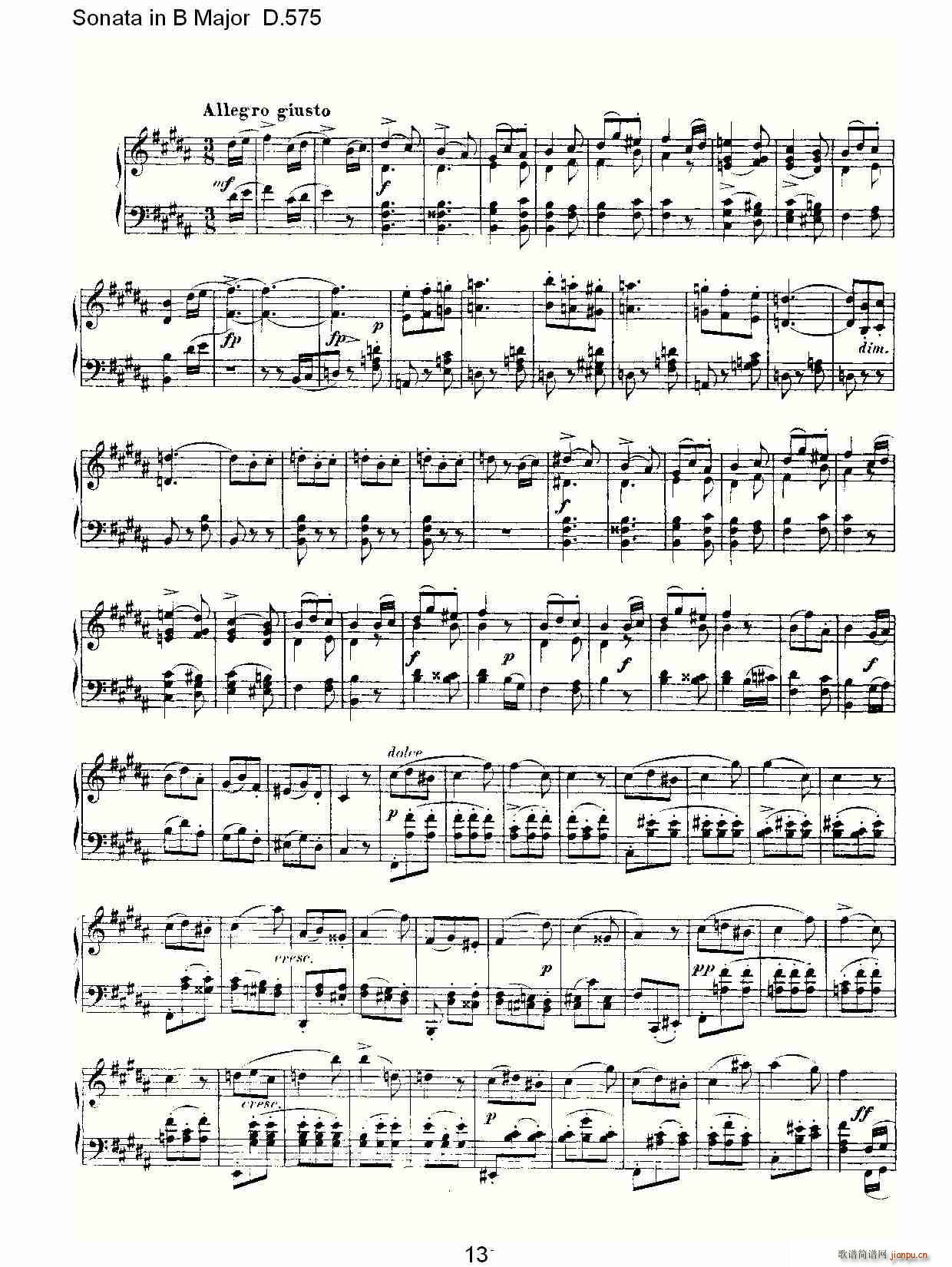 Sonata in B Major D.575(ʮּ)13