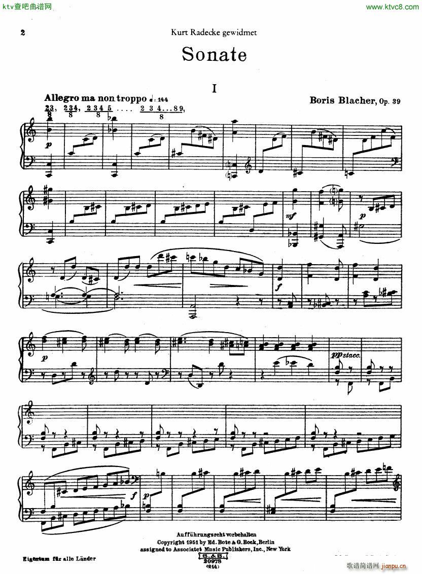 Blacher Sonata op39(钢琴谱)1