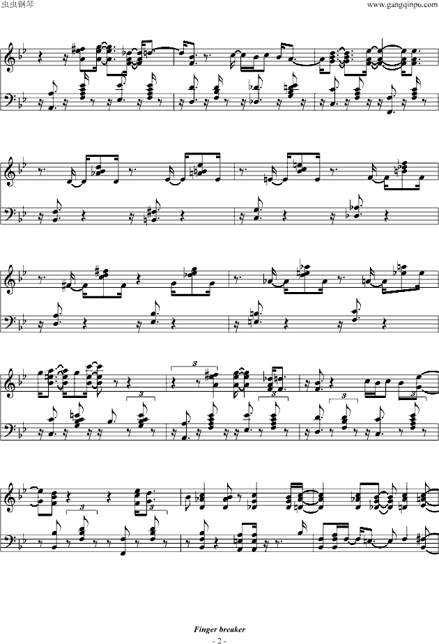 fingerbreaker海上钢琴师爵士钢琴谱钢琴曲海上钢琴师