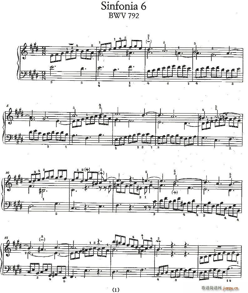 Sinfonia 6 BWV-792(ʮּ)1