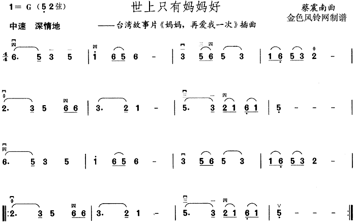 世上只有妈妈好《妈妈再爱我一次》插曲 歌谱简谱网