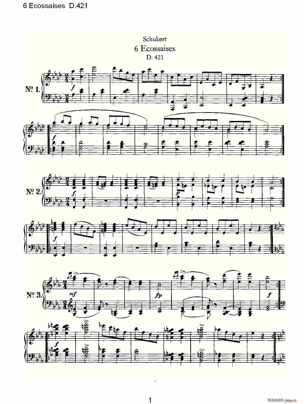 6 Ecossaises D.421(ʮּ)1