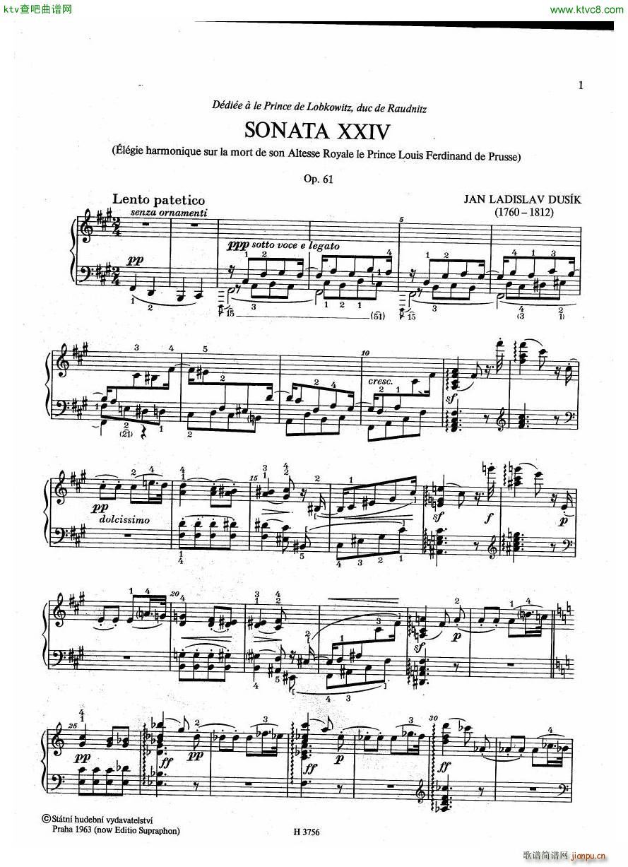 Dussek 61 Sonata Elegie Harmonique()1