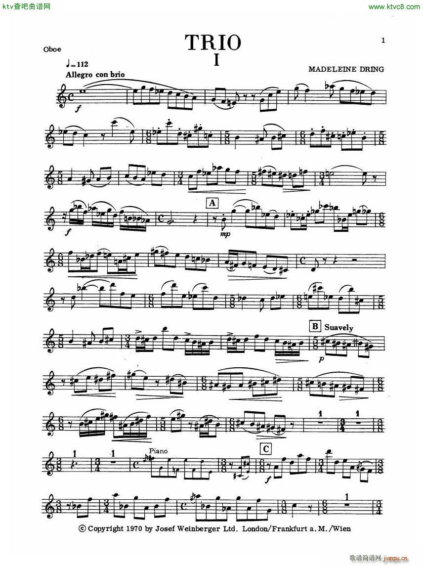 Madeleine Dring Trio For Flute Oboe And Piano()6